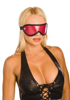 Pink and Black Leather Blindfold